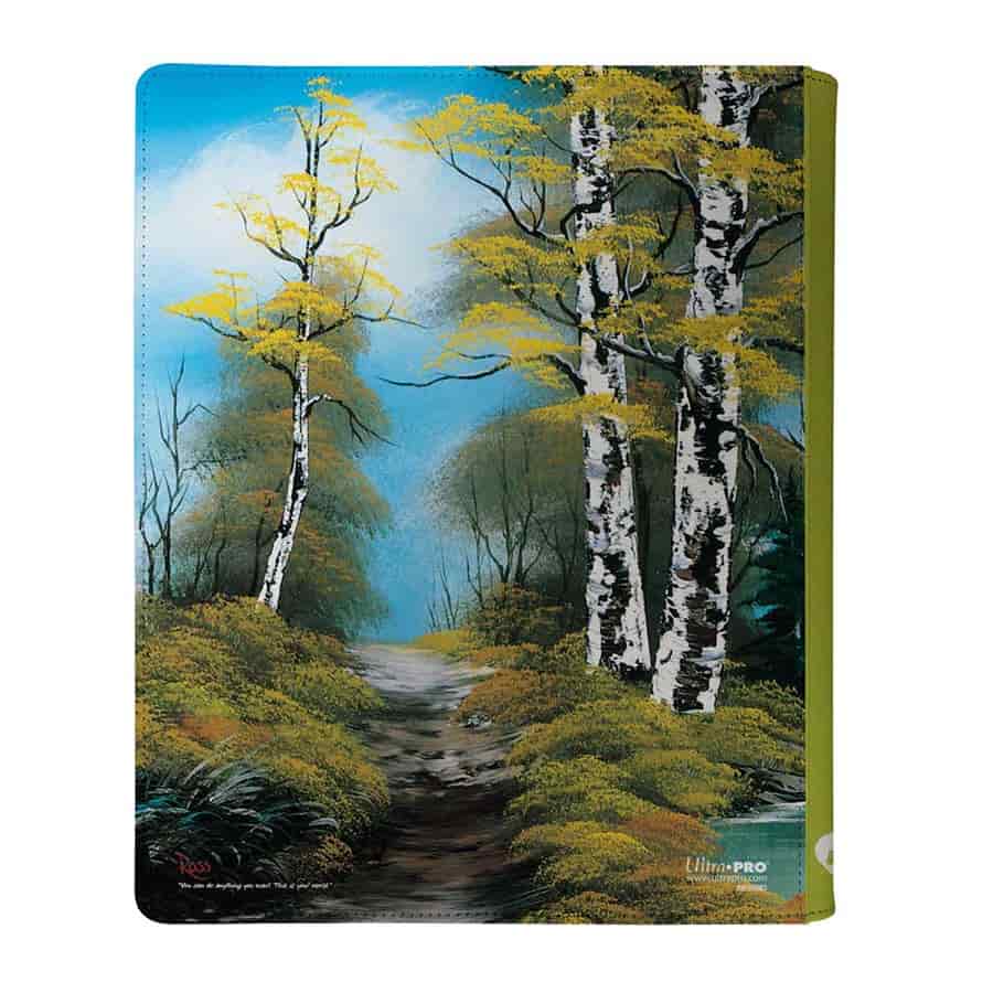 Ultra PRO - Bob Ross Lakeside Path 9-Pocket Zippered PRO-Binder, Trading Card Collector Organizer Bob Ross Merch Premium Storage Leatherette Binder Side-Loading Scenic Artwork