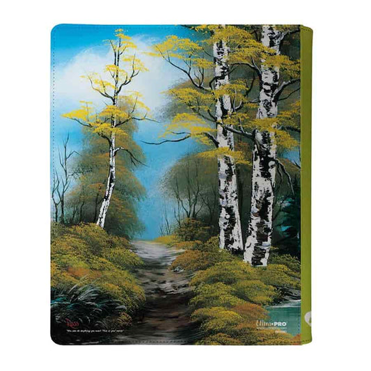 Ultra PRO - Bob Ross Lakeside Path 9-Pocket Zippered PRO-Binder, Trading Card Collector Organizer Bob Ross Merch Premium Storage Leatherette Binder Side-Loading Scenic Artwork