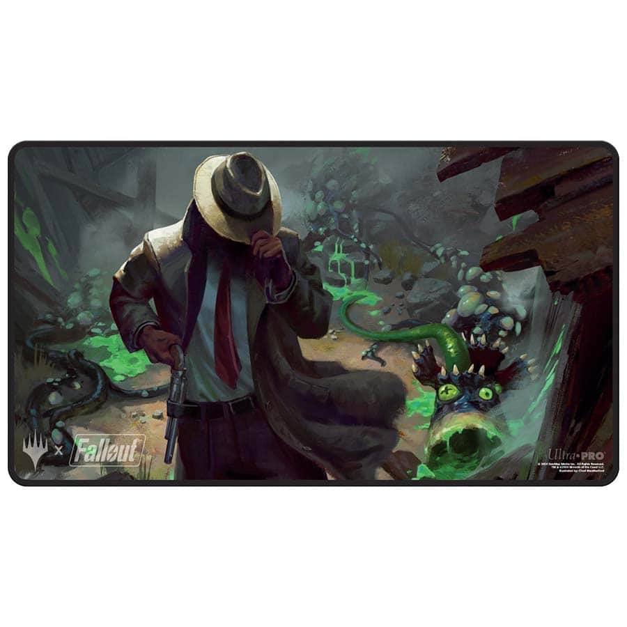 Ultra PRO - Fallout Black Stitched Playmat - Mysterious Stranger - for Magic: The Gathering, Limited Edition Collectible Trading Tabletop Gaming Essentials Accessory Supplies