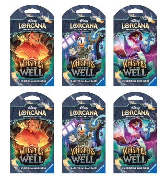 6 Packs 12 Card Booster Pack for Lorcana Whispers in the Well