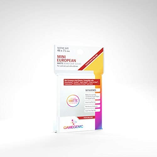 Gamegenic 50ct Matte Board Game Sleeves Display Case (10 Packs) - Mini European