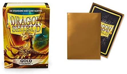 Dragon Shield 100ct Standard Card Sleeves Display Case (10 Packs) - Classic Gold