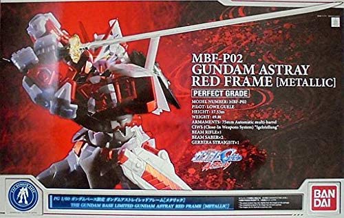 Bandai Perfect Grade Model Kit - 1/60 Scale MBF-P02 Gundam Astray Red Frame Metallic Mobile Suit Gundam Seed Gundam Base