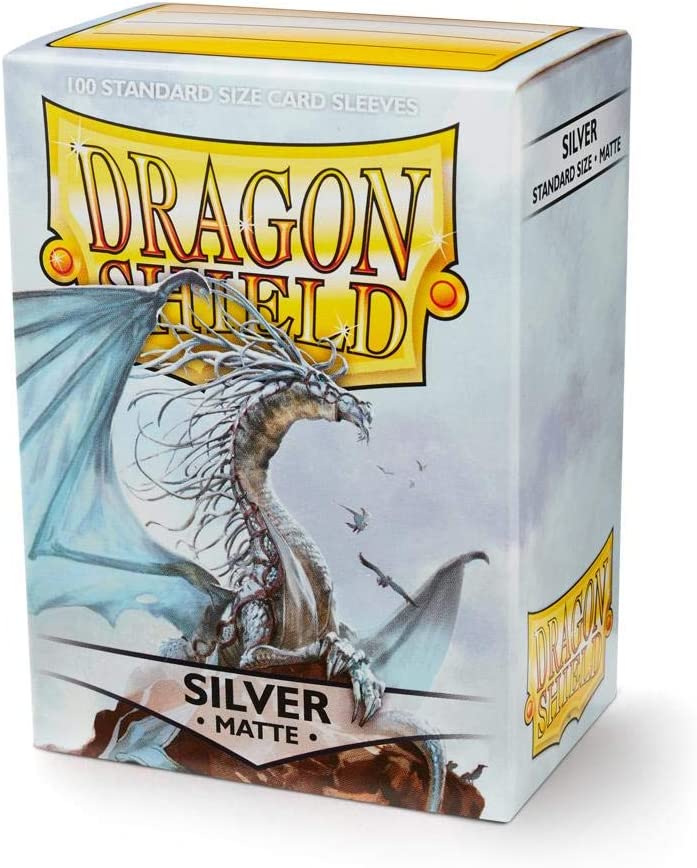 Dragon Shield 100ct Standard Card Sleeves Display Case (10 Packs) - Matte Silver