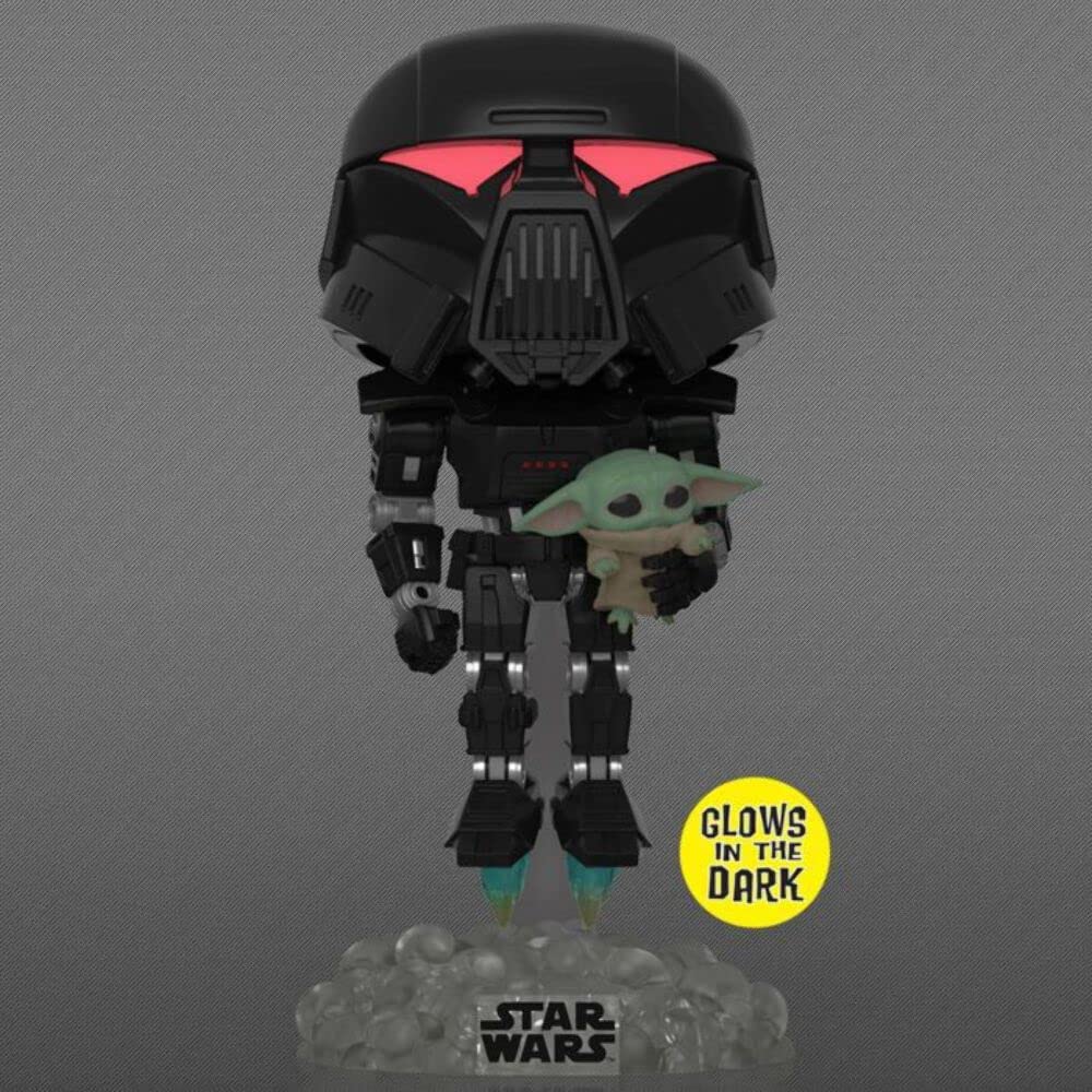 Funko Pop! Star Wars: The Mandalorian - Glow in the Dark Dark Trooper with Grogu #488 (Entertainment Earth Exclusive)