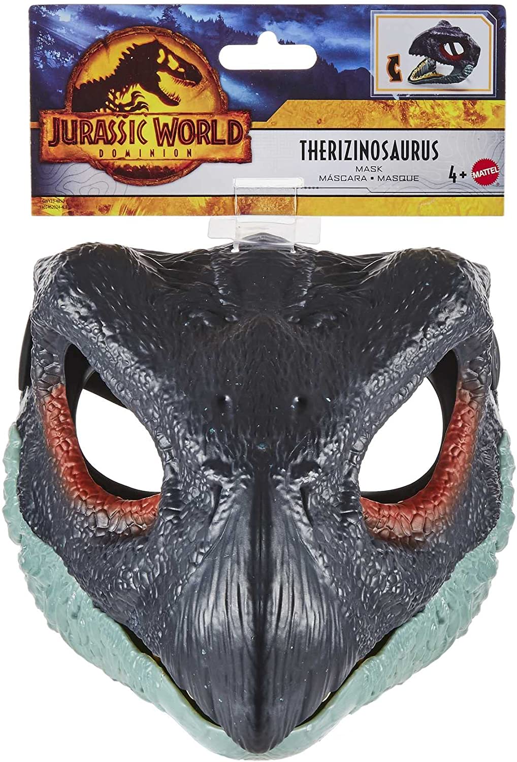 Jurassic World Dominion Therizinosaurus Dinosaur Mask with Opening Jaw