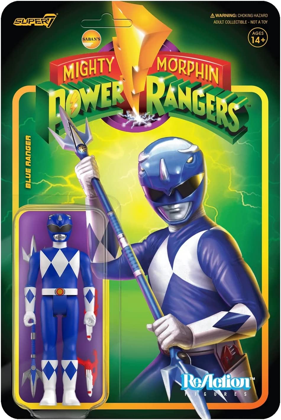 Super7 ReAction Figure - Mighty Morphin Power Rangers - Blue Ranger ...