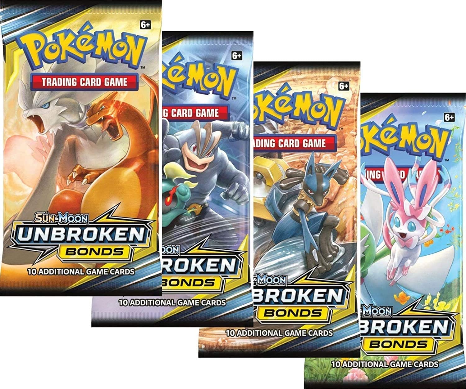 4 Sealed Pokemon Sun & Moon Unbroken Bonds Booster Packs - 2019 - All 4 Art Styles